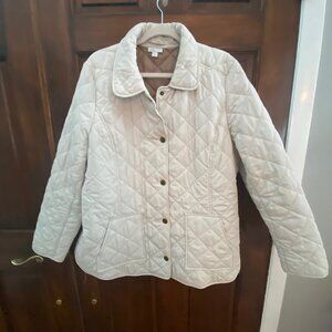 J.Jill Women's Heritage Quilted Barn Jacket- Cream Beige - Size XL